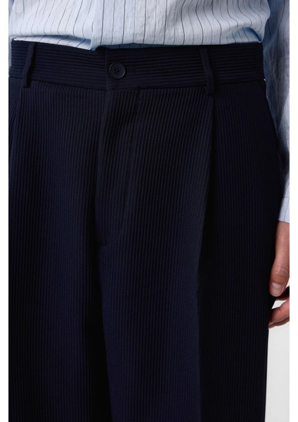 Lacivert Baggy Fitilli Erkek Pantolon modelleri