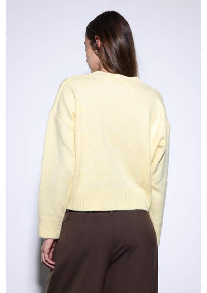 Sarı Yün Karışımlı Kadın Kazak indirimleri