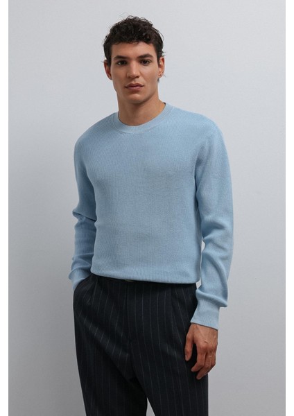 Mavi Dokulu Erkek Kazak