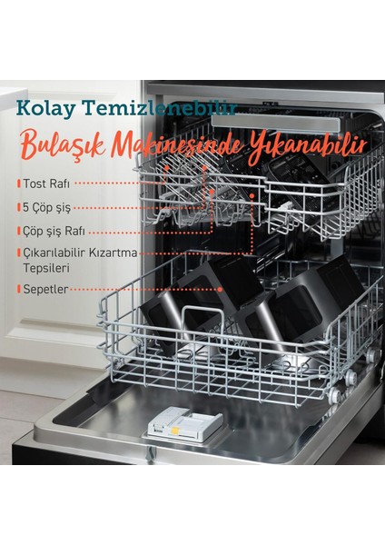 Çift Hazneli 1800W Sıcak Hava Fritözü, 8,5 Lt, Siyah, Pratik ve Çok Amaçlı Kullanım