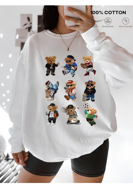 Premium Oversize Kesim Uzun Kollu Baskılı Sweatshirt