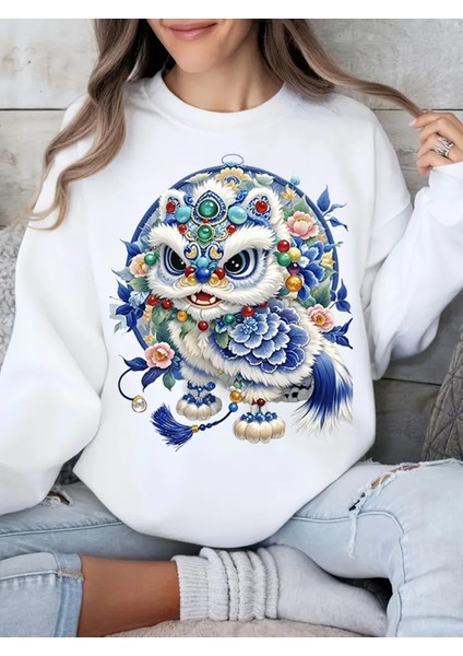 Premium Oversize Kesim Uzun Kollu Baskılı Sweatshirt