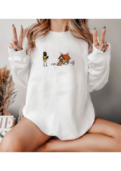 Premium Oversize Kesim Uzun Kollu Baskılı Sweatshirt