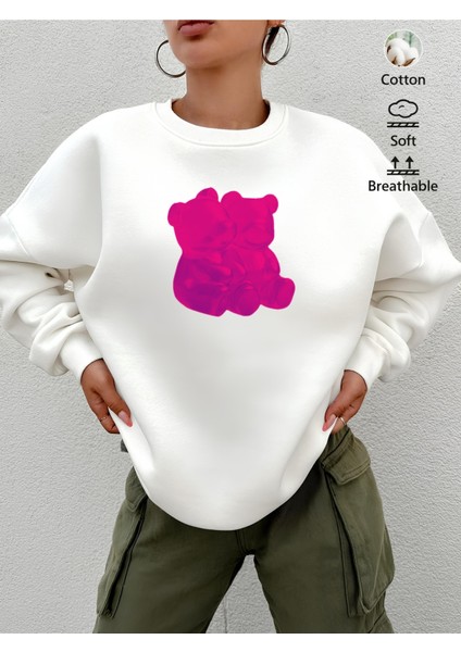 Premium Oversize Kesim Uzun Kollu Baskılı Sweatshirt