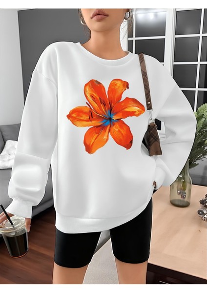 Premium Oversize Kesim Uzun Kollu Baskılı Sweatshirt