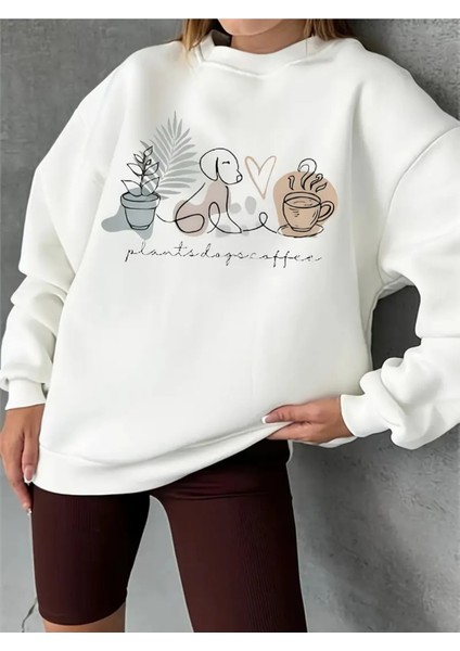 Premium Oversize Kesim Uzun Kollu Baskılı Sweatshirt