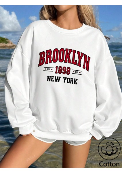 Premium Oversize Kesim Uzun Kollu Baskılı Sweatshirt