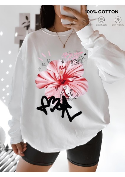 Premium Oversize Kesim Uzun Kollu Baskılı Sweatshirt
