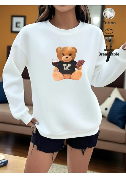 Premium Oversize Kesim Uzun Kollu Baskılı Sweatshirt