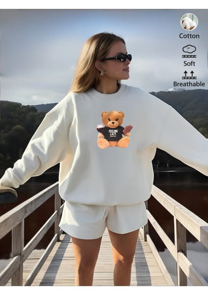 Premium Oversize Kesim Uzun Kollu Baskılı Sweatshirt