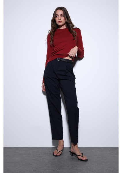 Bordo Basic Kadın Triko Kazak