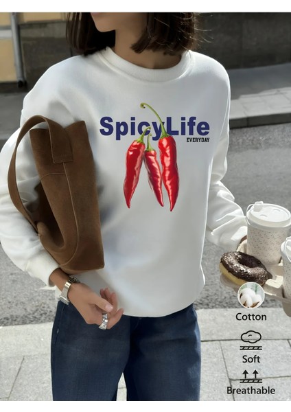 Premium Oversize Kesim Uzun Kollu Baskılı Sweatshirt