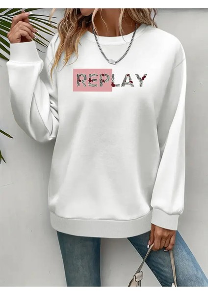 Premium Oversize Kesim Uzun Kollu Baskılı Sweatshirt