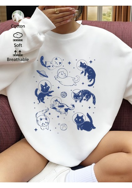 Premium Oversize Kesim Uzun Kollu Baskılı Sweatshirt