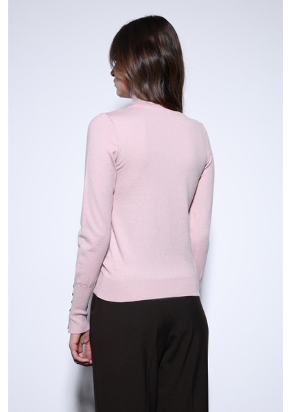 Pudra Dik Yaka Triko Kazak fırsatları