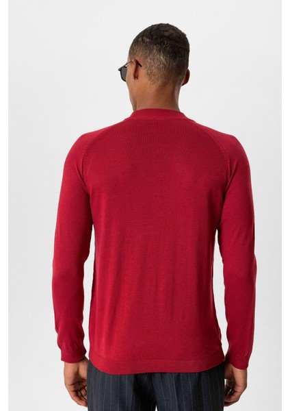 Bordo Yarım Boğazlı Erkek Triko indirimleri