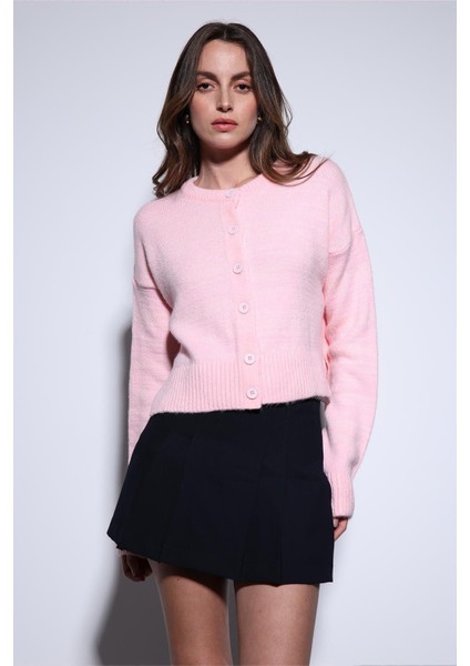 Pudra Yırtmaçlı Örgü Triko Kadın Kazak modelleri