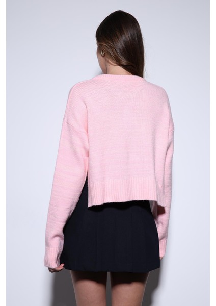 Pudra Yırtmaçlı Örgü Triko Kadın Kazak indirimleri