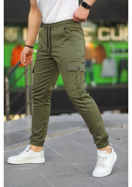 Erkek Slim Fit Beli ve Paçası Lastikli Kargo Cep Pantolon modelleri