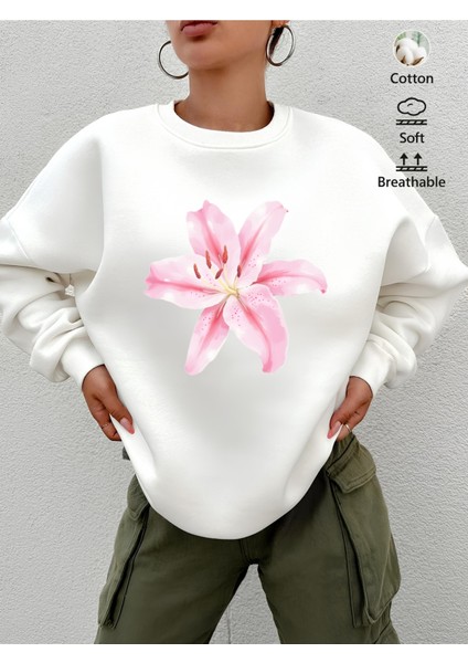 Premium Oversize Kesim Uzun Kollu Baskılı Sweatshirt