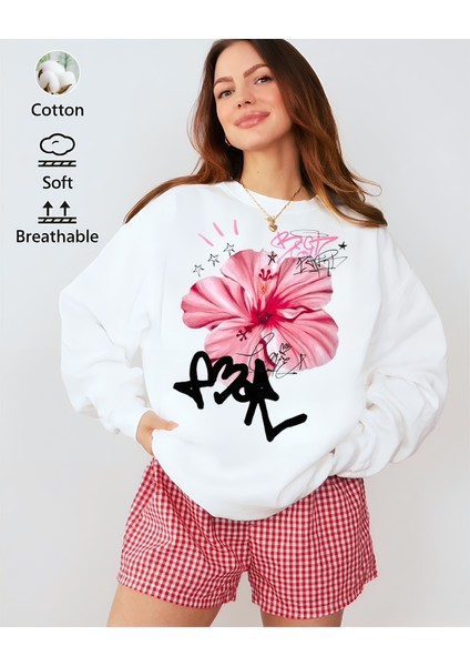 Premium Oversize Kesim Uzun Kollu Baskılı Sweatshirt