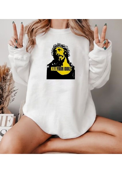 Premium Oversize Kesim Uzun Kollu Baskılı Sweatshirt