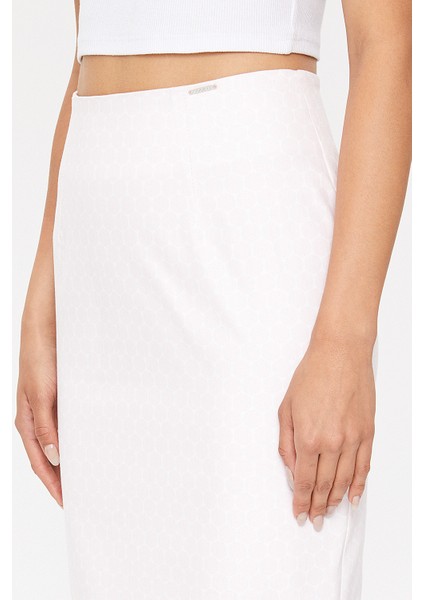 Puantiyeli Diz Üstü, Düz Dar Etek 81118 fırsatları