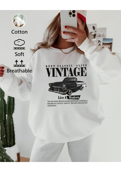 Premium Oversize Kesim Uzun Kollu Baskılı Sweatshirt