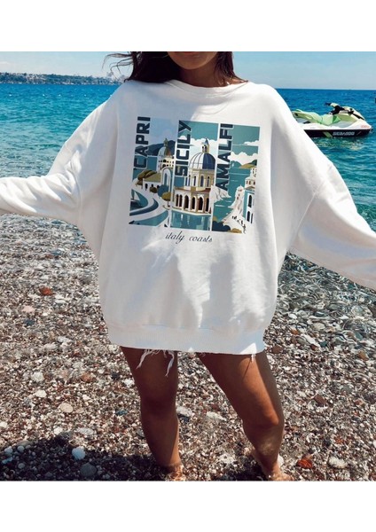 Premium Oversize Kesim Uzun Kollu Baskılı Sweatshirt