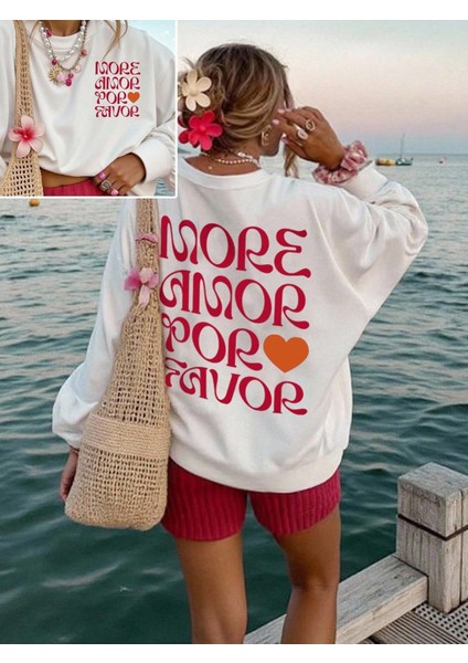 Premium Oversize Kesim Uzun Kollu Baskılı Sweatshirt