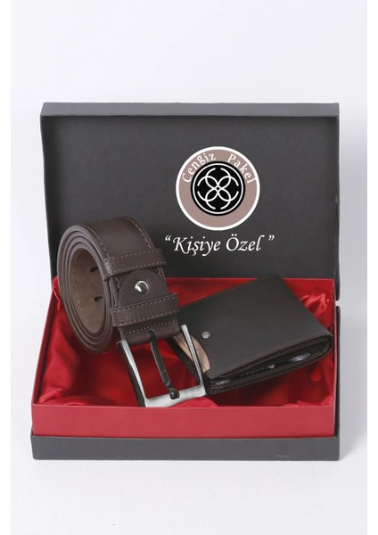 Kişiye Özel Hakiki Deri Ikili Kot Kemer - Cüzdan Seti