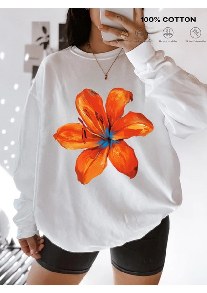 Premium Oversize Kesim Uzun Kollu Baskılı Sweatshirt