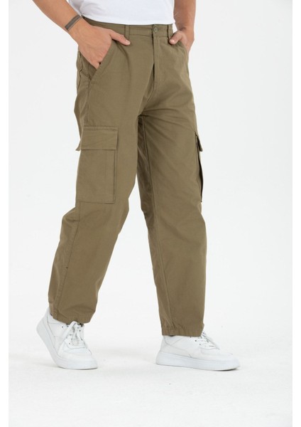 Erkek Kargo Cep Bol Paça Kahve Baggy Pantolon modelleri
