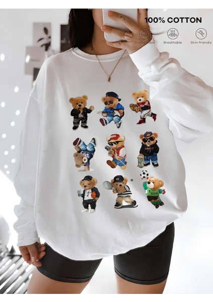 Premium Oversize Kesim Uzun Kollu Baskılı Sweatshirt