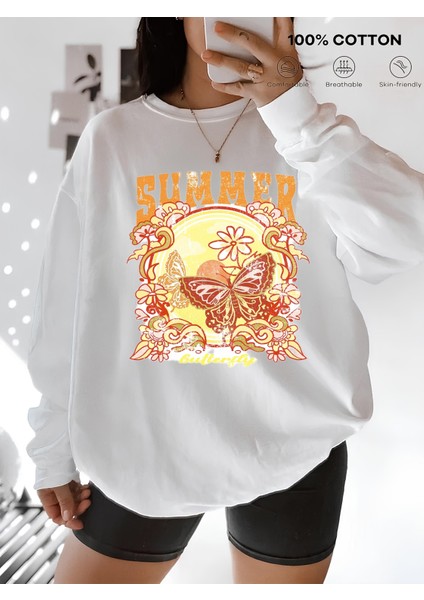 Premium Oversize Kesim Uzun Kollu Baskılı Sweatshirt