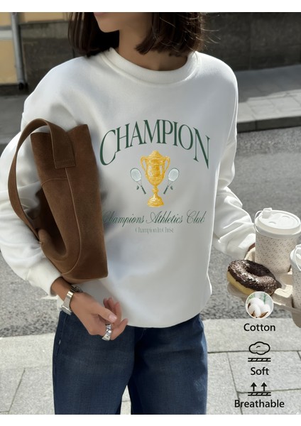 Premium Oversize Kesim Uzun Kollu Baskılı Sweatshirt