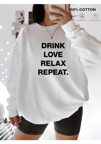 Premium Oversize Kesim Uzun Kollu Baskılı Sweatshirt