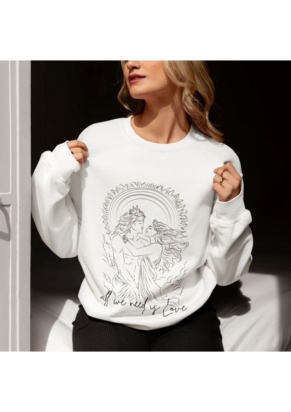 Premium Oversize Kesim Uzun Kollu Baskılı Sweatshirt