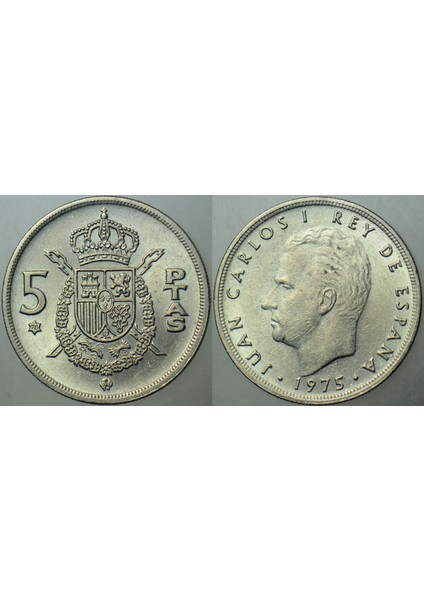 Ispanya 5 Peseta 1975 (78). Kral Juan Carlos Dönemi. Çilaltı