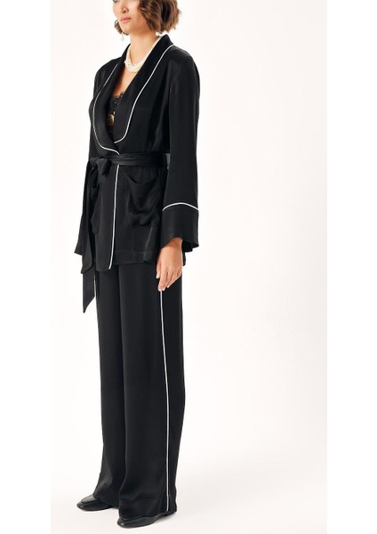 Siyah Biyeli Kruvaze Bağlamalı Takım 12305