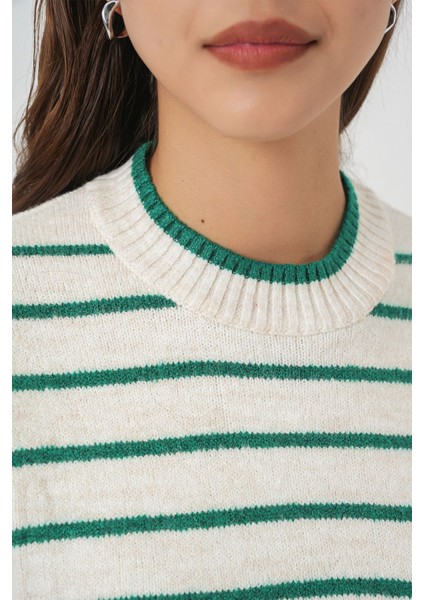 Kadın BDART Kalın Çizgili Ribana Örgü Kazak Yelek Green indirimleri