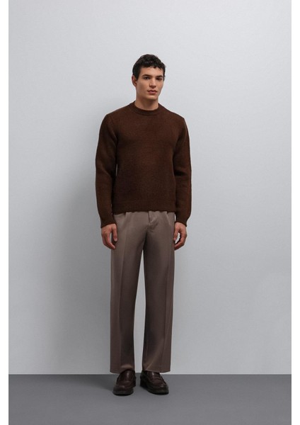 Kahve Yumuşak Dokulu Erkek Kazak modelleri