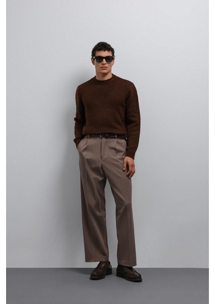 Kahve Yumuşak Dokulu Erkek Kazak indirimleri