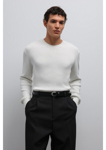 Ekru Dokulu Erkek Kazak