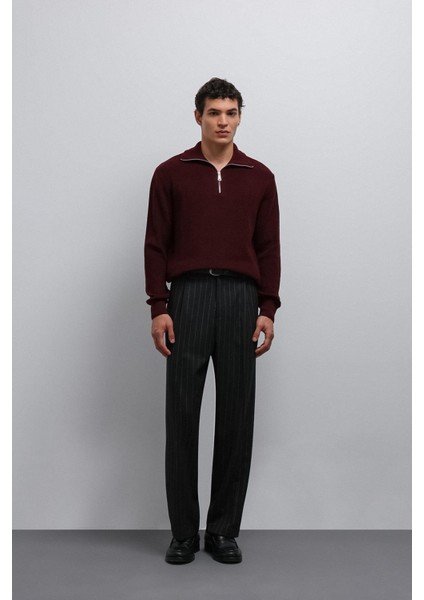 Bordo Fermuarlı Triko Erkek Kazak fiyatları