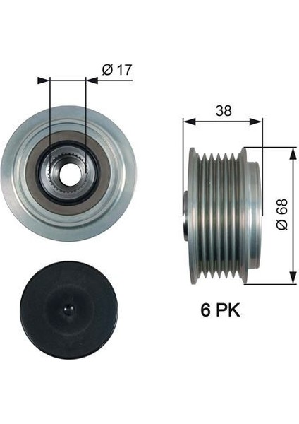 OAP7185 - Alternatör Kasnağı Rulmanlı Corolla 04-07 -Aurıs 07 1.4 D-4d-Sonata V 2.0-2.4 05 Carens 2.0