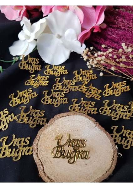 Pleksi Isim Etiket 4cm 2 Isimli Gold Gümüş - 25 Adet fiyatları