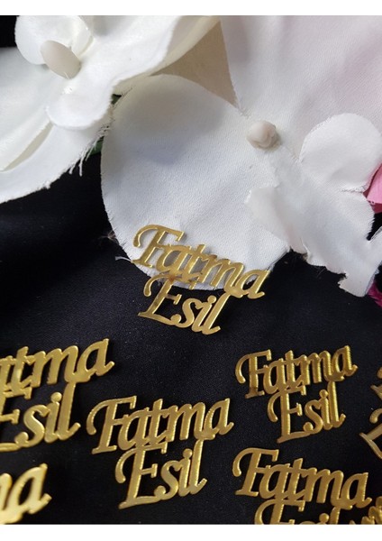 Pleksi Isim Etiket 4cm 2 Isimli Gold Gümüş - 25 Adet fırsatları