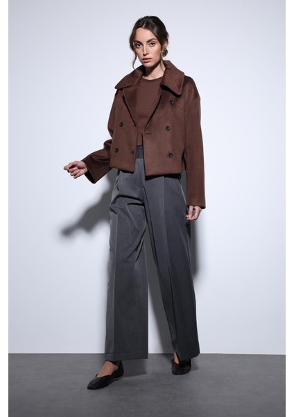 Kahve Kruvaze Kadın Kısa Kaban fiyatları