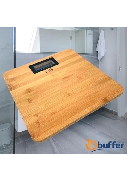 Techfit Bambu Banyo Baskülü Yüksek Hassasiyetli Darbelere Dijital Dayanıklı Terazi Tf 1065 M